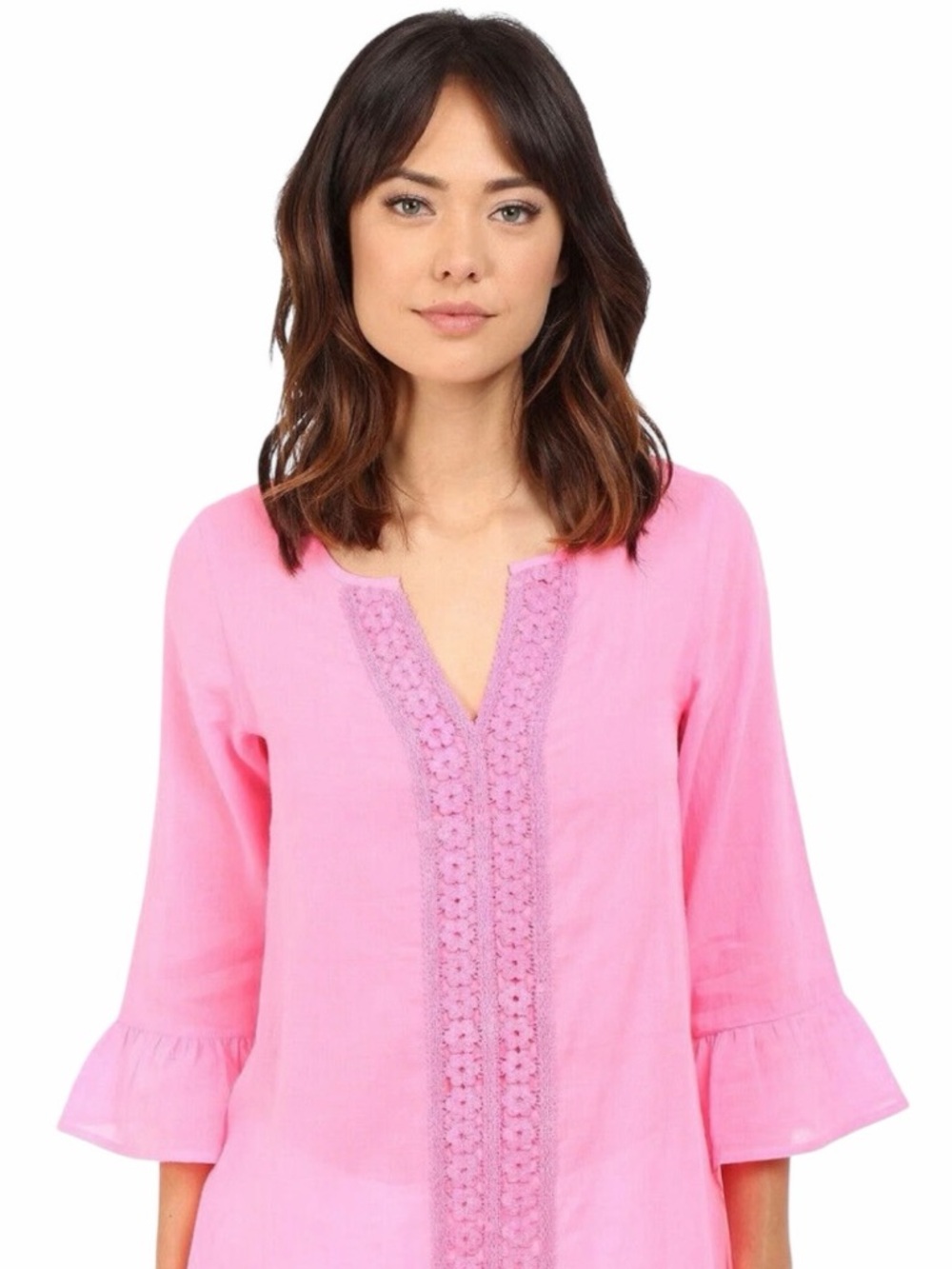Lilly Pulitzer Pink Pout V-Neck 3/4 Sleeve Luci Tunic Top Size XXS